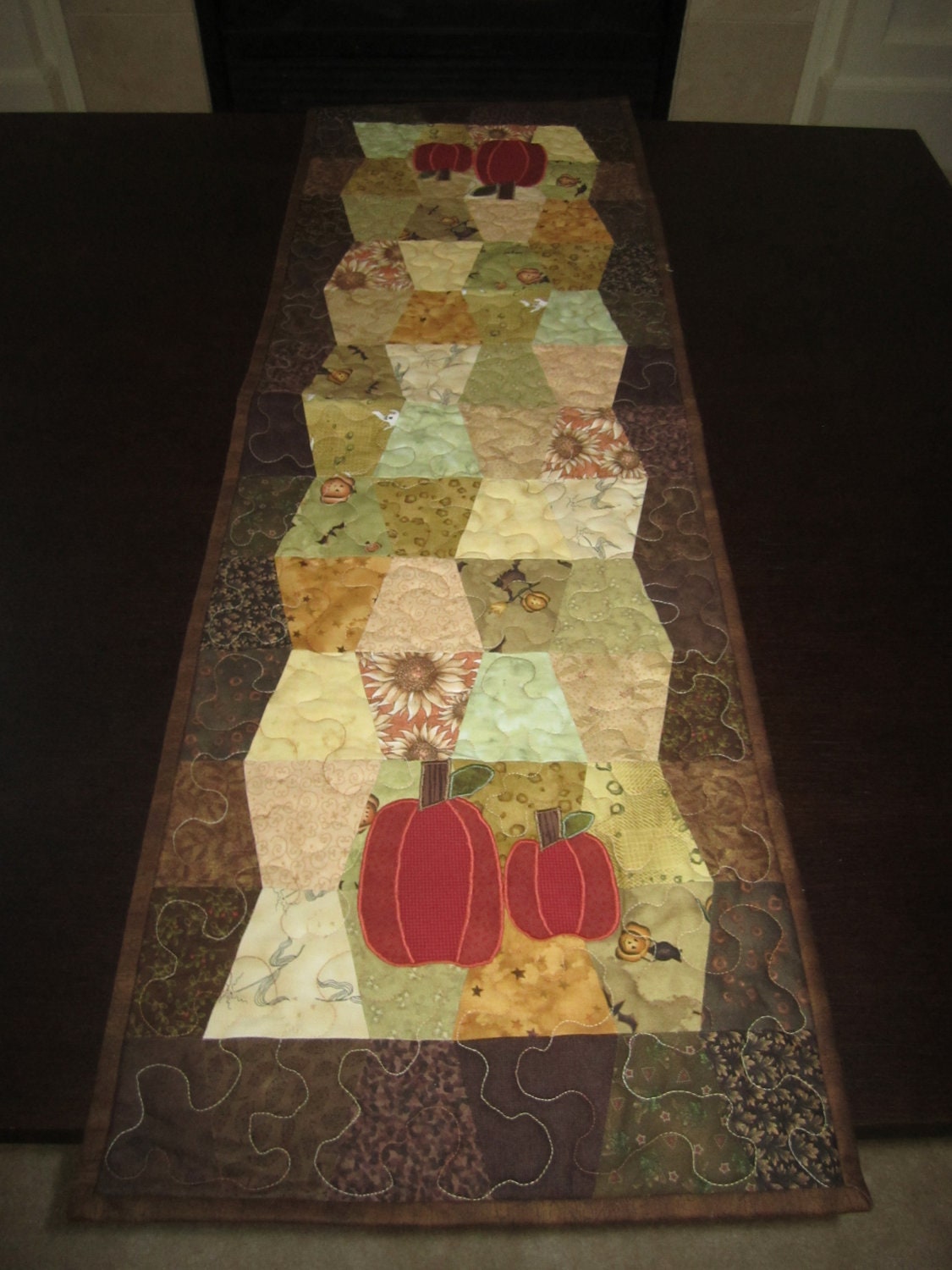Pumpkin Quilted Table Runner