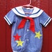 VTG. Little Boy stripes and stars nautical romper. Size.18/24M.