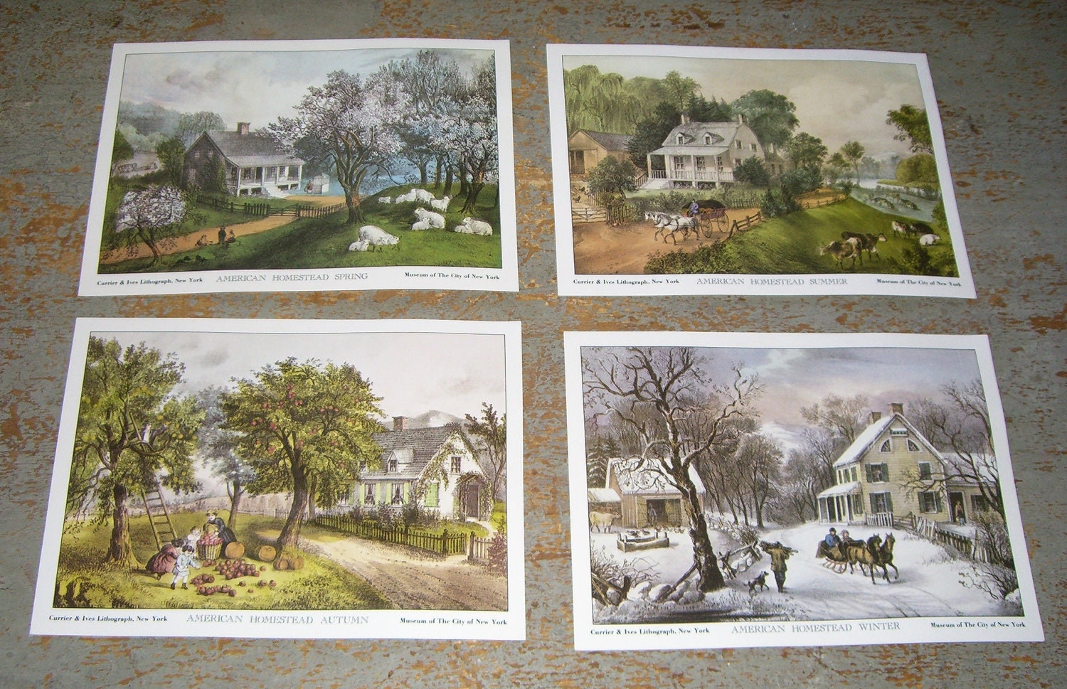 Vintage Pictures Currier & Ives Lithographs Four Seasons