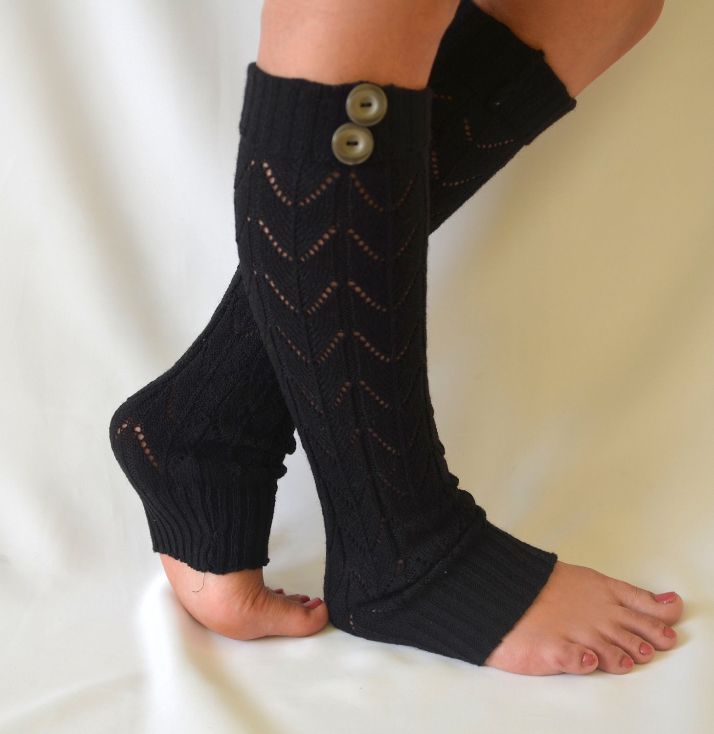 Bs5384 Black Leg Warmers With Buttons Lace Leg Warmers By Bstyle