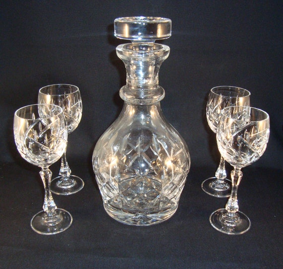 Vintage Waterford Lead Crystal Decanter and Cordial Set