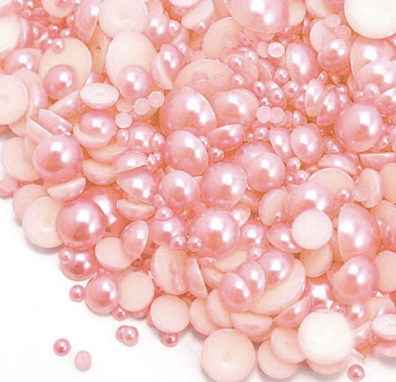800pc Light Pink Flat Back Pearl in assorted sizes