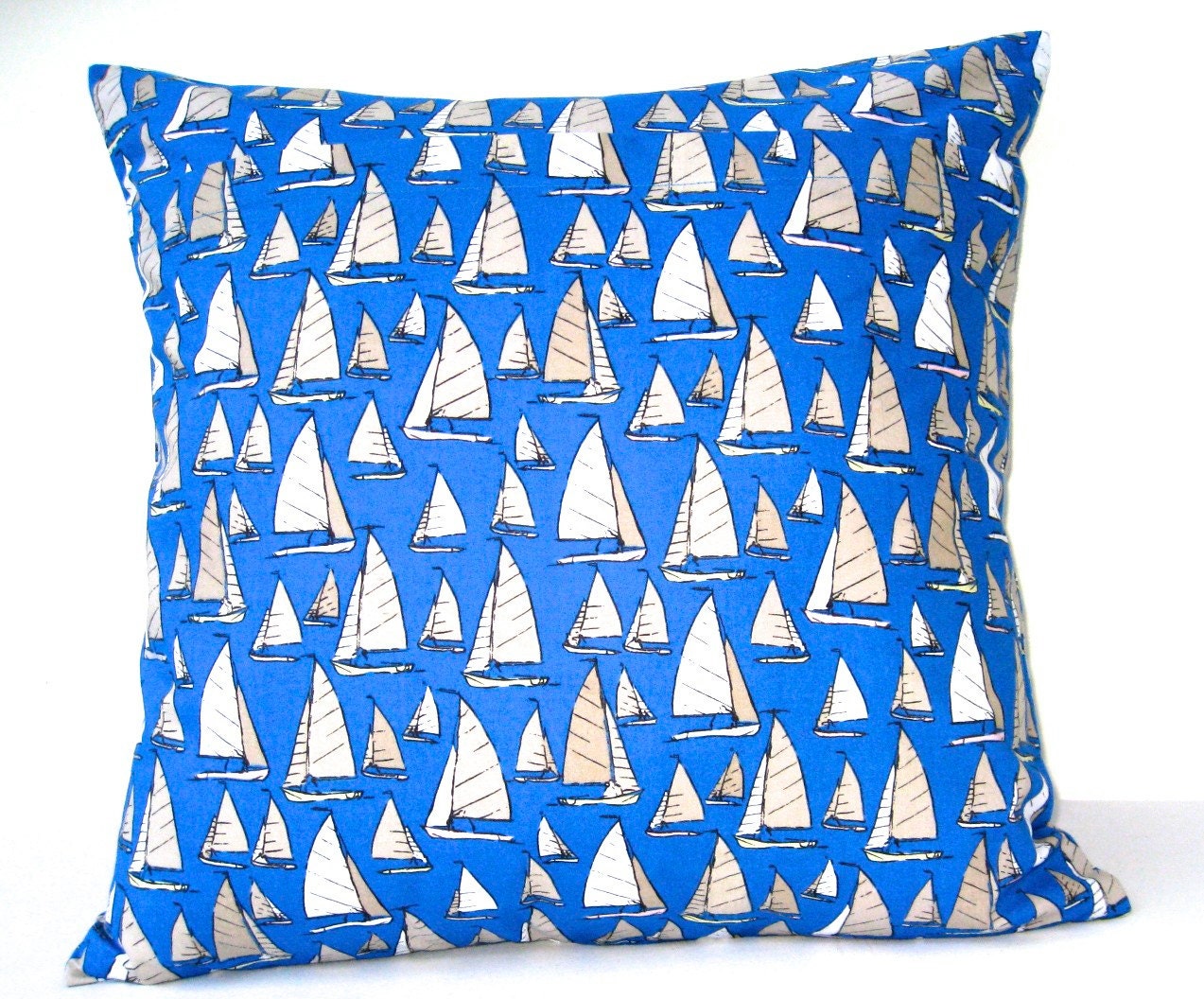 Blue Throw Pillow Sail Boat Pillow Cover Throw Pillow