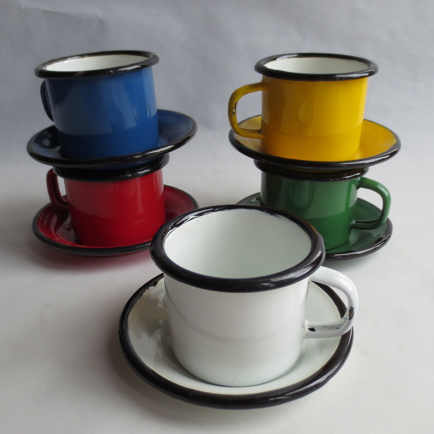 5 Enamel clad Espresso Cups