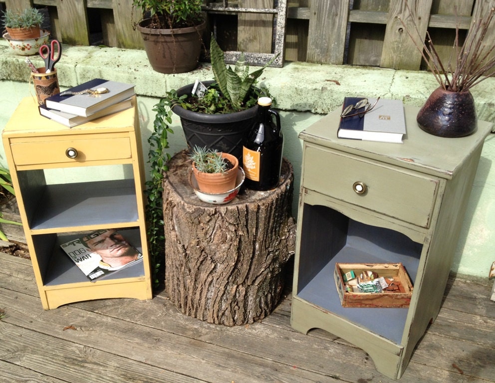 Small Chalk Painted Night Stands Set of Two