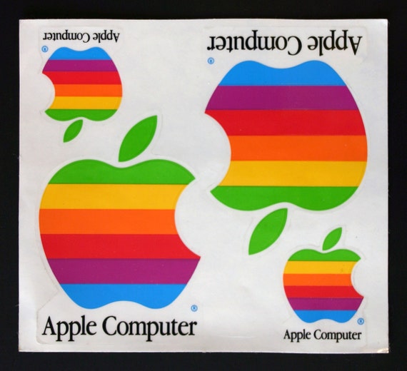 80s Apple Computer rainbow logo stickers decal sheet by ReFunked