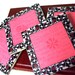 Modern Ceramic Tile Coasters Red Black And White Flowers - 4 Tile Set - "Inspire, Friends, Family, Believe, Inspire, Journey, Always"