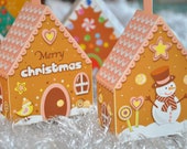Christmas holiday gingerbread house 3D tree ornaments / mini gift boxes - pdf printable DIY craft decorations - INSTANT DOWNLOAD Il_170x135