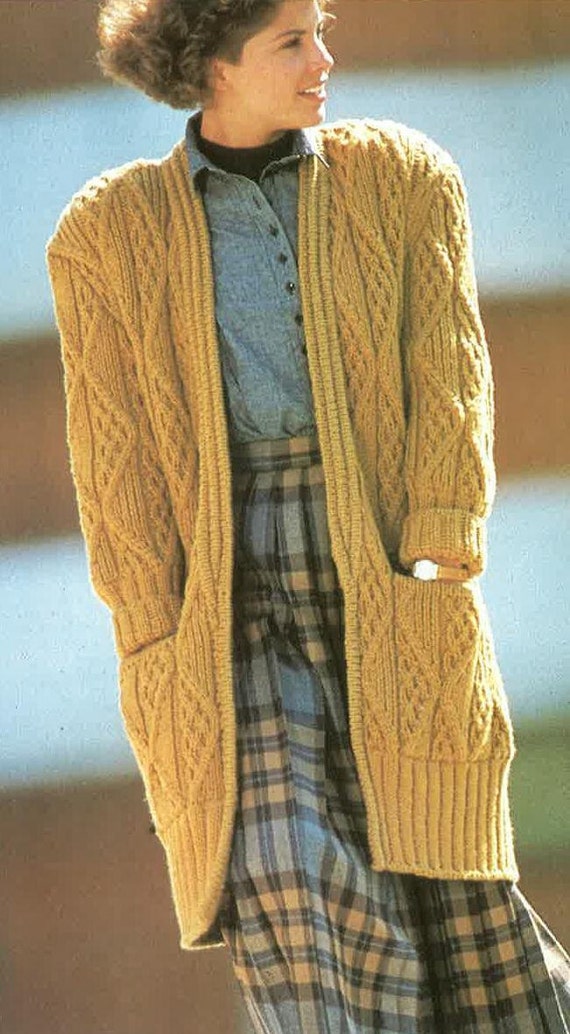 Long Chunky Stlye knitted Cardigan Pattern PDF No.0290 ...