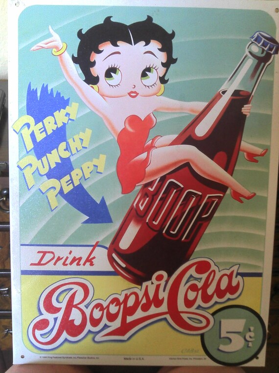 SALE Priced. Vintage Betty Boop Sign Drink Boopsi Cola 5