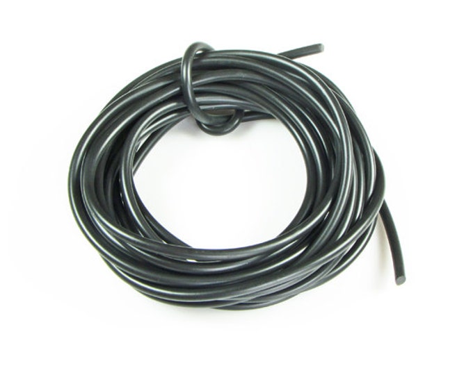 Rubber cord 3mm, solid, Black, 10 feet