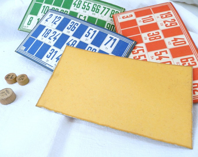 4 Vintage French Loto Cards / French Brocante Decor / Fleamarket / Vintage Games / Home Decor / Lottery / Bingo / Vintage Retro Interior