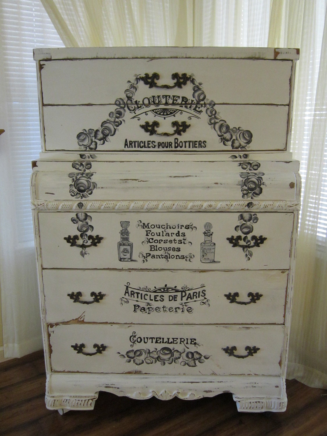 Antique Shabby Chic Handpainted Dresser