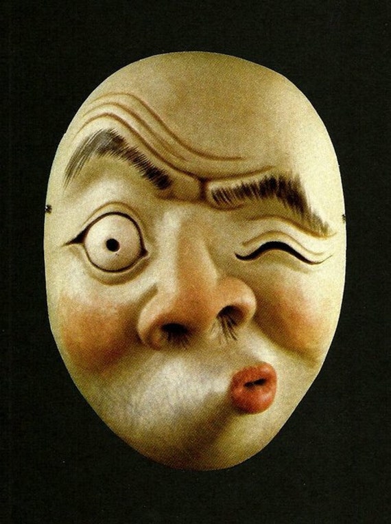 Vintage Funny Face Mask Fridge Magnet Bald Head squint stink