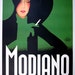 Art Deco Graphic Fridge Magnet Green Black Silhouette Lady with Cigarette Modiano Sigarette
