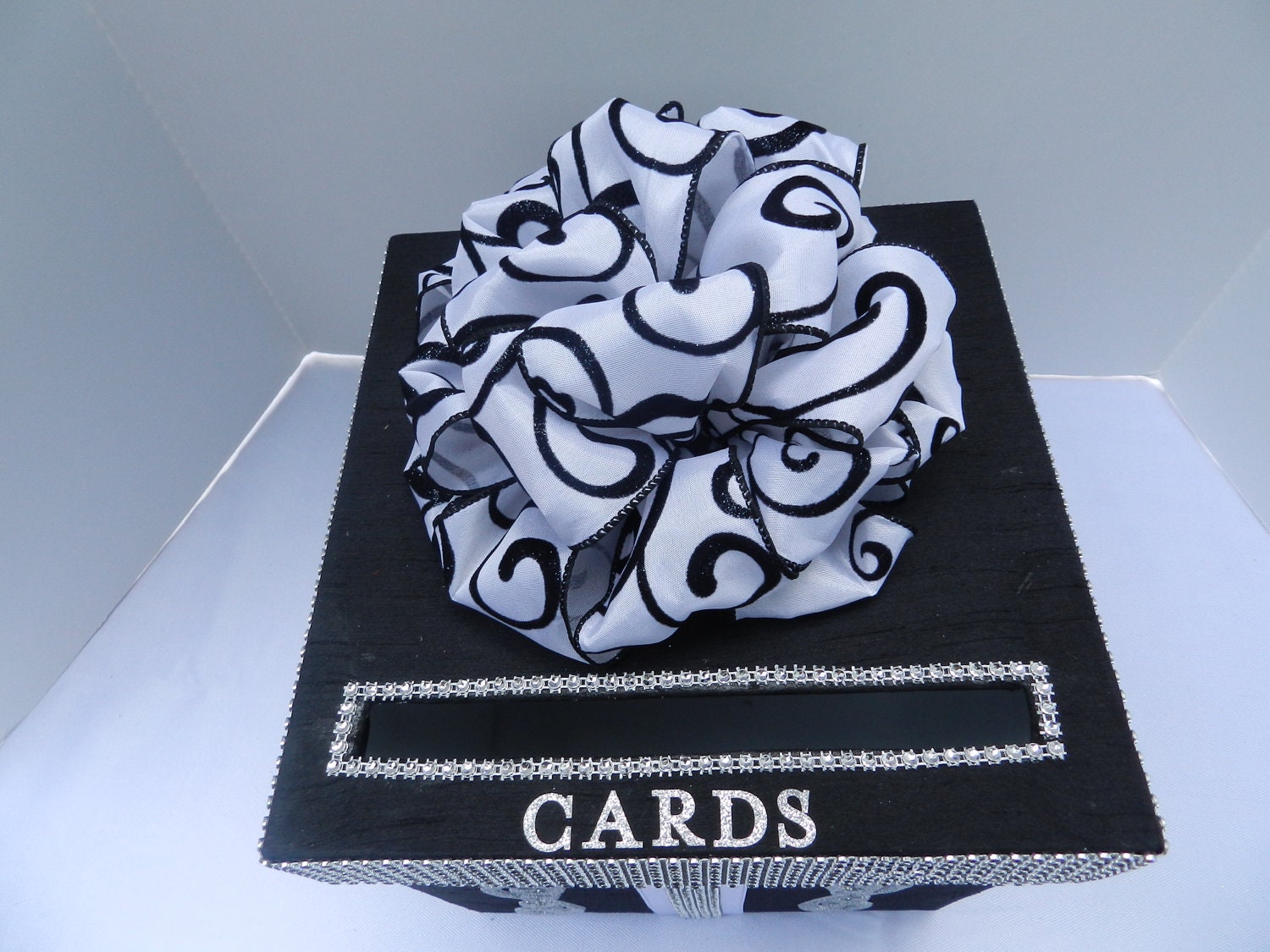 Wedding Card Box Black and White Bling Mesh Wrap