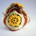 Vintage Crochet Tea Cosy, Cozy. Handmade Crochet Tea Cosy, Cozy. Vintage Tea Pot Cover, with Sunny Yellow Flower Motif. Vintage Kitchenware.