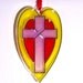 ORNAMENT - Heart & Cross- Acrylic - Red - Yellow- Lilac- Handpainted Home Decor