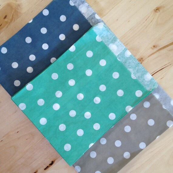 25 AQUA POLKA DOT Treat Bags - Party Favor - Baking Craft Party Supplies Il_570xn