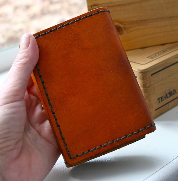 Tri-Fold Mens Wallet. Handmade mens leather by FatCatLeather