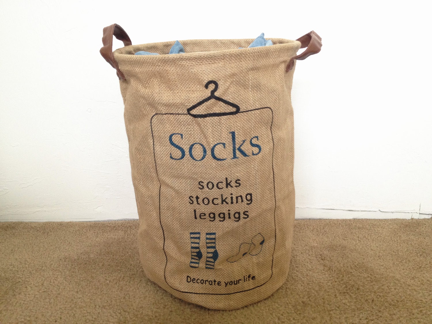 Sorted Basket Big Socks Linen Basket Burlap Basket Linen