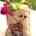 Reindeer Ornament Pillow,Stuffed Reindeer ,Rudolph, Christmas Door Hanger, Scrap Fabric Pillow, Reindeer Decor, Christmas Pillow