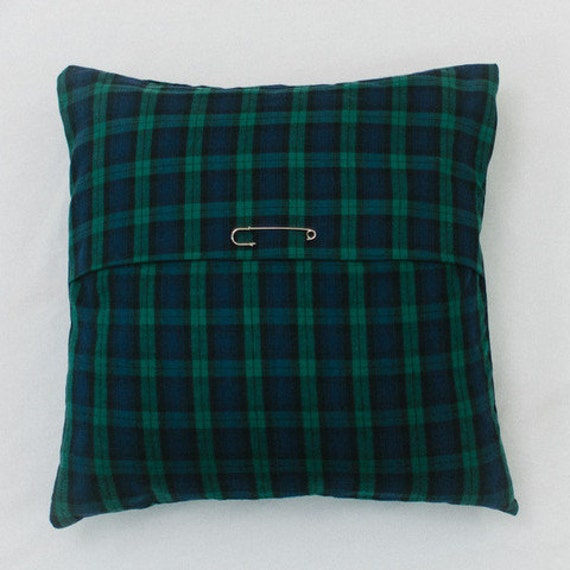 Items similar to Handmade soft green tartan cushion, Classic green