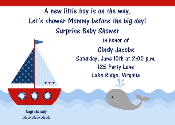 Printable Sailboat Baby Shower Invitation