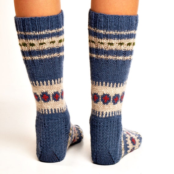 WOOL SOCKS Ornamented Life Hand knitted long