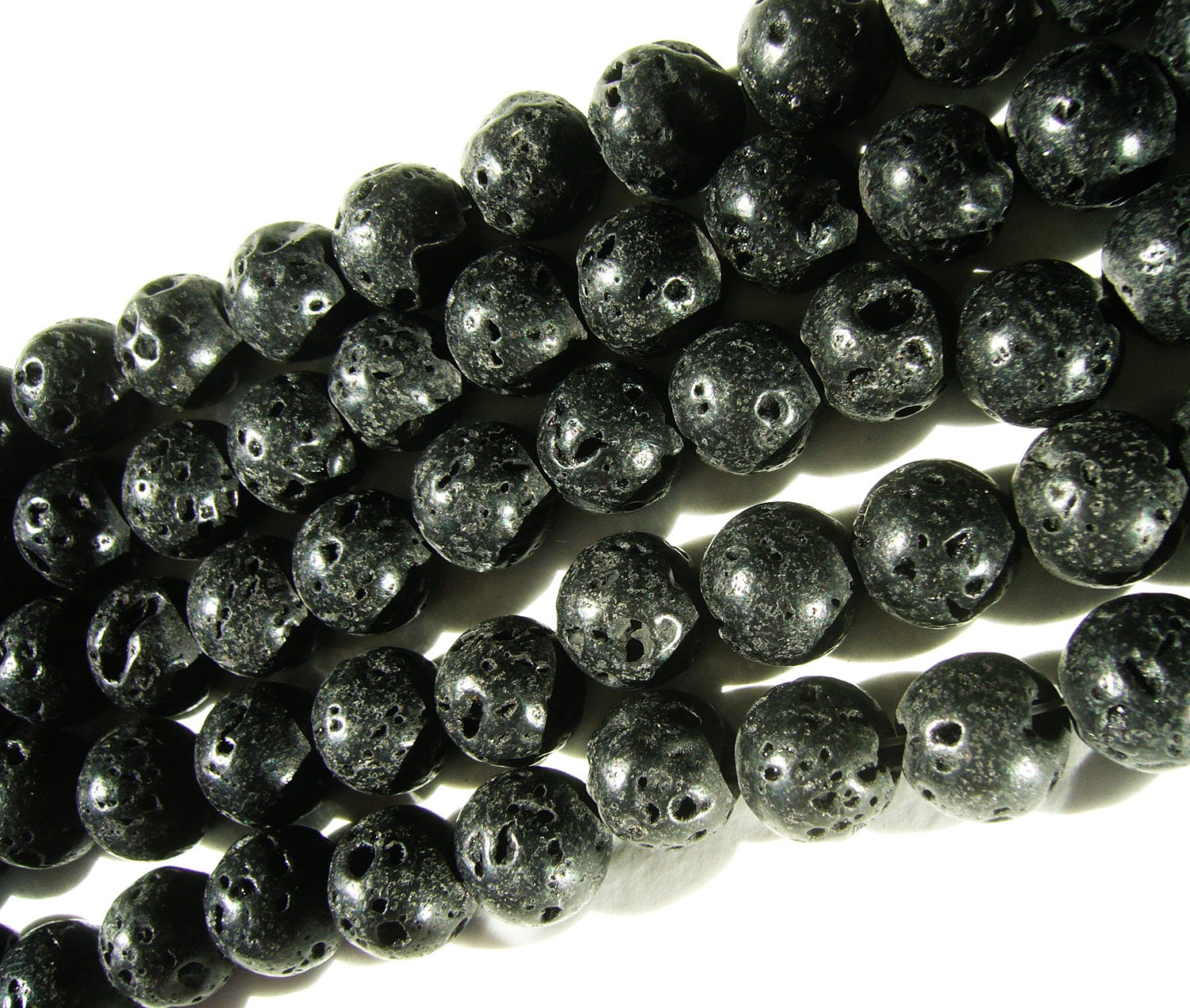 Lava Rock Beads Natural 14mm Jet Black Smooth Lot of 12