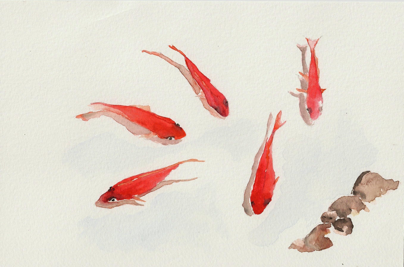 Red Koi Fish 6 X9 Original Watercolor Painting Red Koi Fish 6 X9 Original Watercolor Painting Zoom