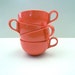 vintage mid century coral melamine cups set of 4