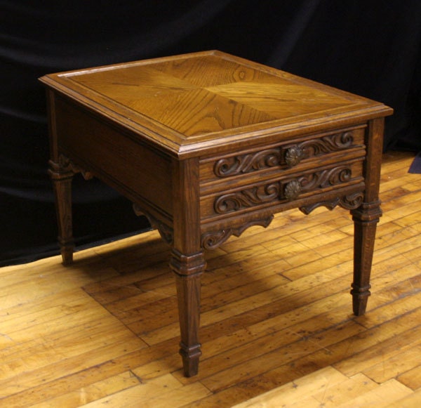 Beautiful Oak Wood Victorian Style End Side Table With Drawer Haute Juice