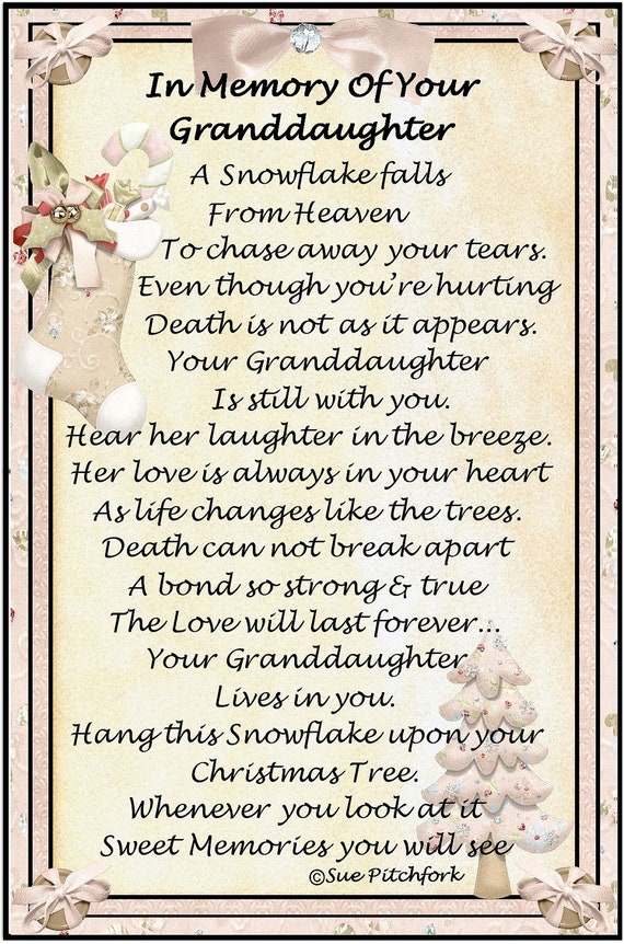 In Loving Memory of Granddaughter Snowflake Ornament