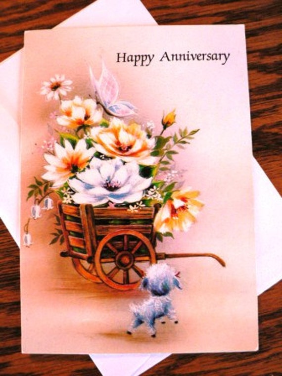 vintage cards  HAPPY ANNIVERSARY Card with envelope 