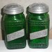Vintage Green Glass Salt and Pepper Shakers Depression Era