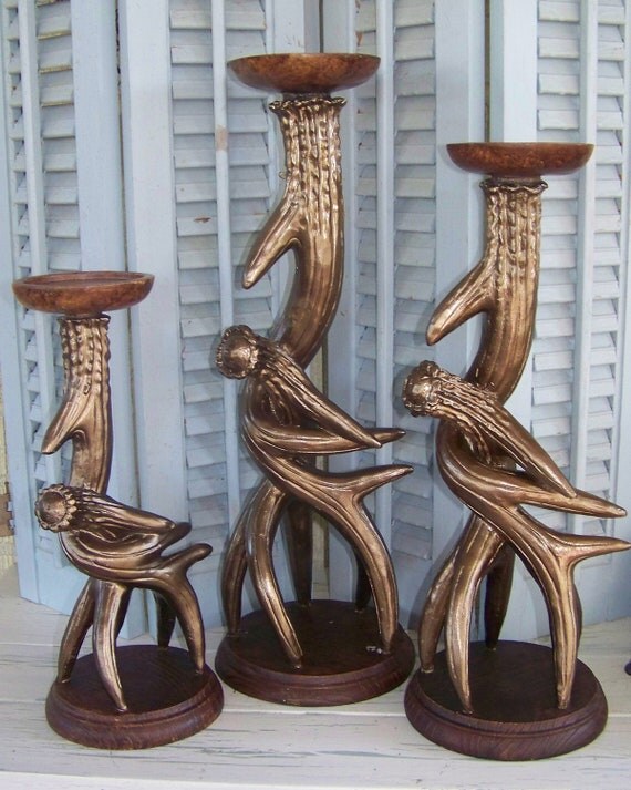 Deer Antler Candle HoldersSet of 3Rustic Home DecorChoice