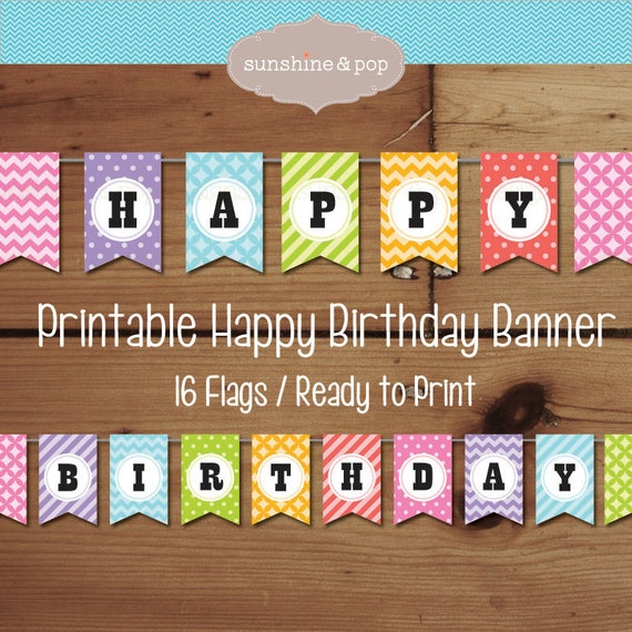 Items similar to INSTANT DOWNLOAD - Printable Banner Happy Birthday ...