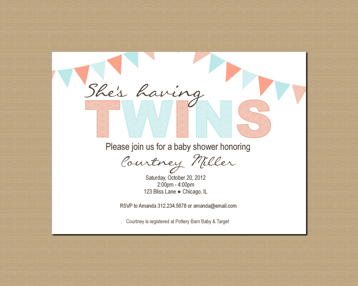 Twin Baby Shower Invitation Printable By Geminicelebrations