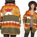 Desert Sunset Chunky KNIT Wool Striped Cardigan Sweater S/M