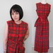 Vintage 1970's Dress/ Maxi Dress/ Wool/ Plaid/ Red/ Twin Peaks/ Holiday Dress/ Aljean/ Large