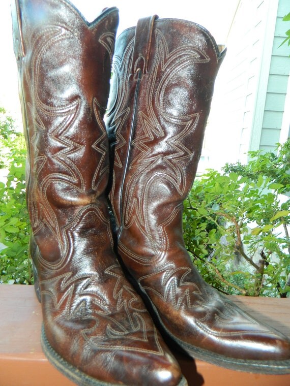 Womens Cowboy boots with leather sole by RubesRelics on Etsy