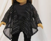 Items similar to Black semi-sheer glitter Waterfall Cardigan (11)-Trendy Style-American Girl 