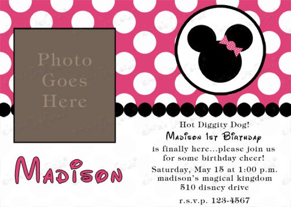 Minnie Mouse Party Invitation by Gloria's Digi Cards on Etsy Il_570xn