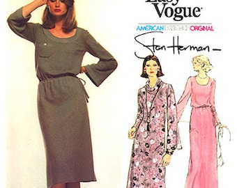 1970's Vintage Vogue American Designer Original Pattern 1523, Size 16, Stan Herman Misses' Dress and Evening Dress (Very Easy Vogue)