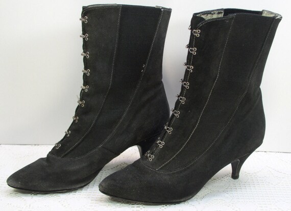 DOLCIS Suede Black Hook&Eye Boots Size 7.5 by PrettyCuriousBlings