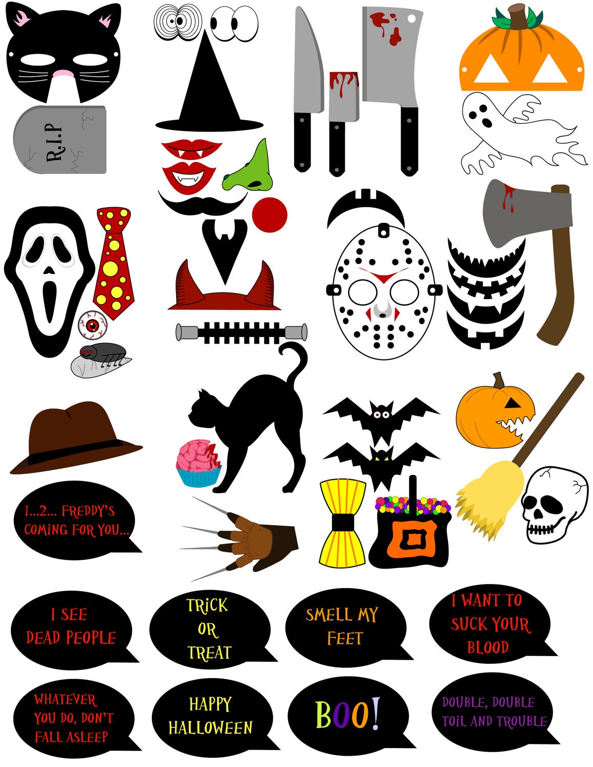 50 DIY HALLOWEEN Photo Booth Prop and Sign by DigitalConfectionery