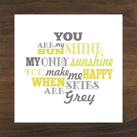 Items similar to You Are My Sunshine CANVAS Print, 12 x 12 on Etsy