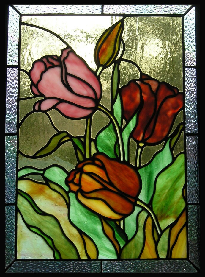 Tulips Stained Glass Panel