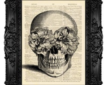 Skull Art Print Poster - SUGAR SKULL - Skull Artwork, Skull Geekery Geek Skull Dictionary